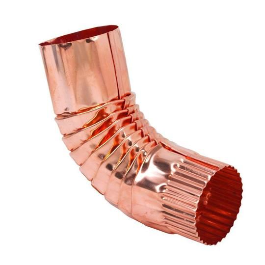 16 Oz. 4" Round Corrugated Copper 75&deg; Elbow