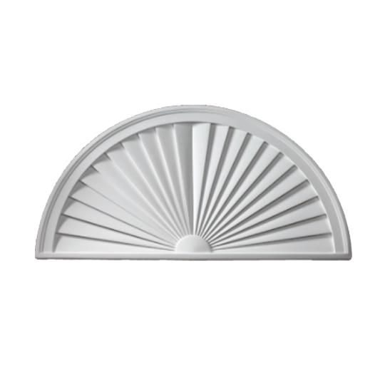 15" x 30" Sunburst Half Round Window Pediment