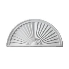 22" x 44" Sunburst Half Round Window Pediment