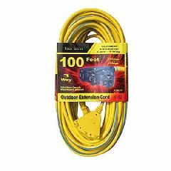 100' 12/3 Gauge Triple Tap Extension Cord