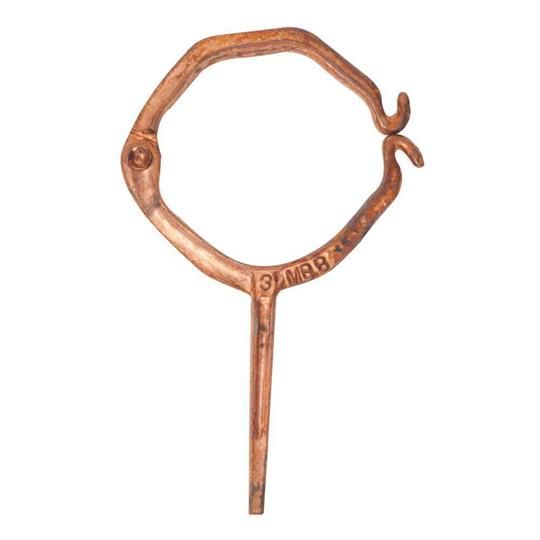 3" Round Corrugated Coppered Hinged Downspout Hook