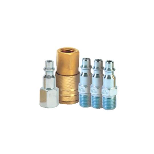 1/4" Industrial Plugs & Coupler with 1/4" NPT Thread - 5-Piece Kit