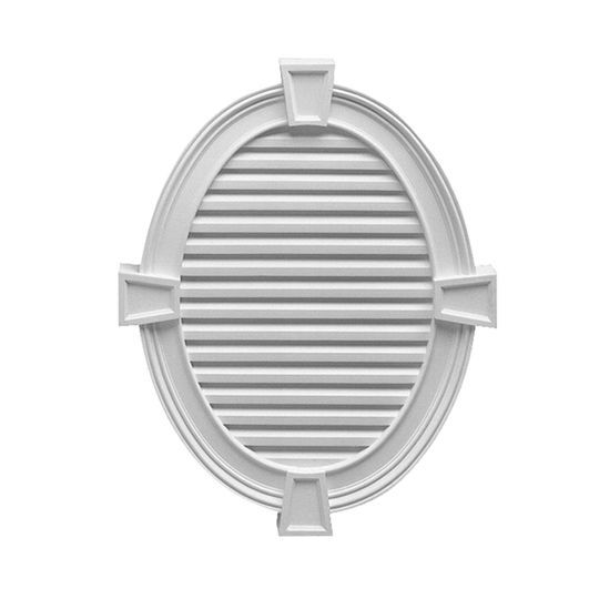 30" x 37-1/2" Decorative Vertical Oval Louver with Decorative Trim & Keystones