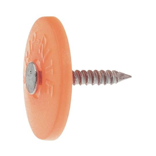 1" Ring Shank Round Plastic Cap Nails - Pail of 3,000