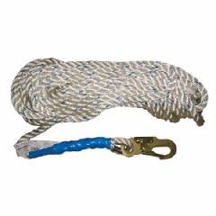 5/8" x 50' White Lifeline Rope with Snap Hook