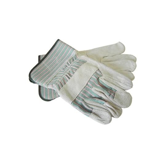 Leather Palm Glove with Rubberized Safety Cuff - Size L