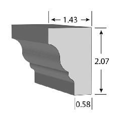 1-7/16" x 2-1/16" x 16' Rams Crown Moulding