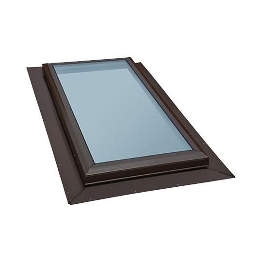 22-1/2" x 22-1/2" Self-Flashing Fixed High Impact Glass Skylight with 2" Curb & White Wood Interior