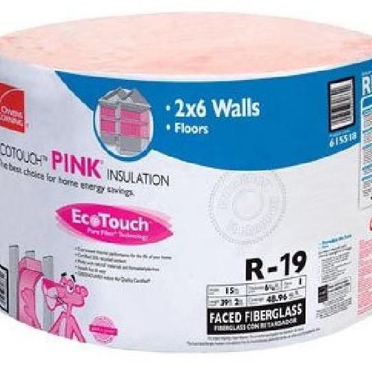 6-1/4" x 15" x 39'2" R-19 RF40 EcoTouch&reg; PINK&reg; Fiberglas&trade; Kraft Faced Roll Insulation with PureFiber&reg; Technology - 48.96 Sq. Ft. Roll