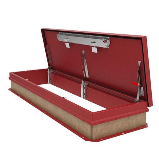 30" x 30" Galvanneal Steel Personnel&trade; Red Powder Coat Oxide Single Wall Curb Roof Hatch