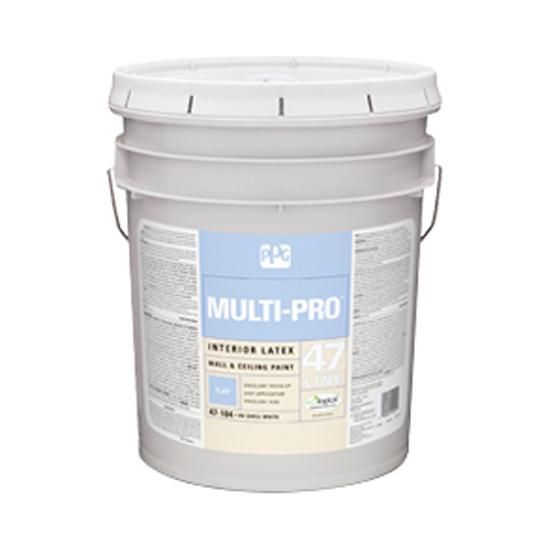 (47-1110) Multi-Pro&trade; Interior Flat Latex Wall & Ceiling Paint with Commercial White & High Hiding Base - 5 Gallon Pail