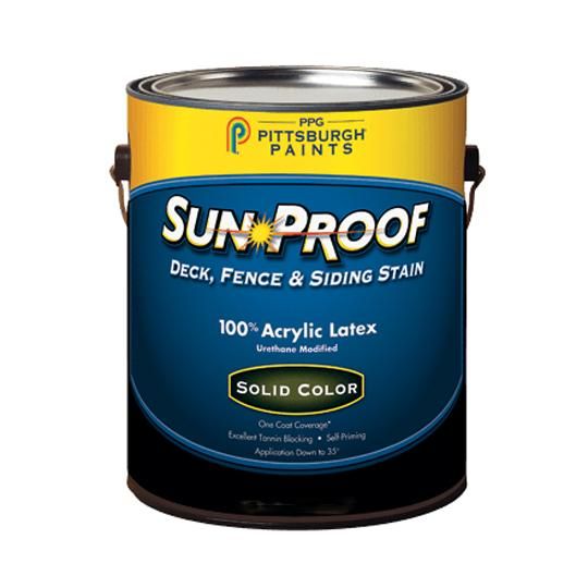 (77-113) Sun-Proof&reg; Deck, Fence & Siding Stain 100% Acrylic Latex Solid Color Stain with Ultra Deep Base - 1 Gallon Can