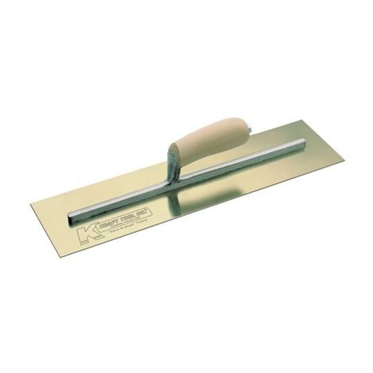 12" x 4" Golden Stainless Steel Cement Finishing Trowel with Camel Back Wood Handle