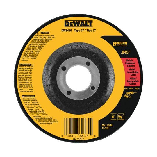 4-1/2" x 7/8" Type 27 HP Metal Cutting Wheel