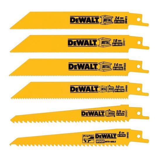 6-Piece Bi-Metal Reciprocating Saw Blade Set