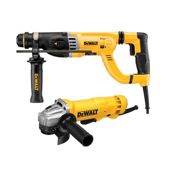 1-1/8" 8.5 Amp Corded D-Handle SDS Rotary Hammer Kit with Shocks & 4-1/2" 10 Amp Angle Grinder