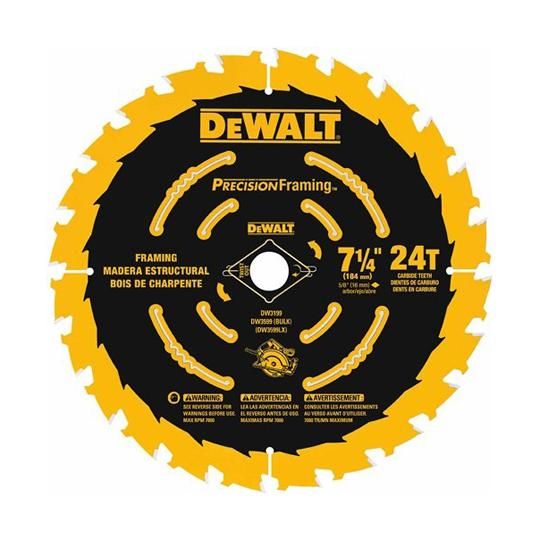 7-1/4" 24T Carbide Thin Kerf Precision Framing Saw Blade