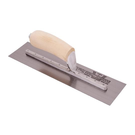 12" x 3" Finishing Trowel with Curved Wood Handle