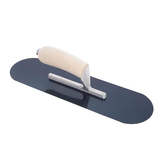 14" x 4" Blue Steel Pool Trowel with Curved Wood Handle