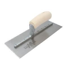 11" x 4-1/2" x 1/4" Notched Trowel with Wood Handle