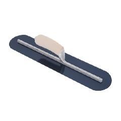 18" x 4" Round End Blue Steel Finishing Trowel with Curved Wood Handle