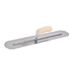 18" x 4" Round End Finishing Trowel with Curved Wood Handle