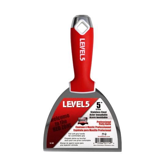 5" Level 5 Stainless Steel Putty Knife with Hammer End