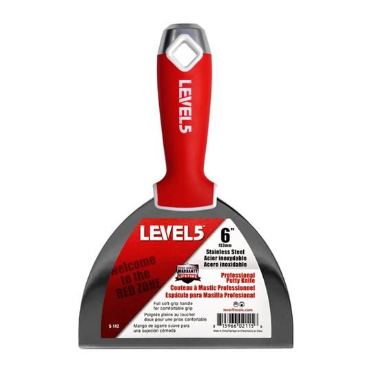 6" Level 5 Stainless Steel Putty Knife with Hammer End