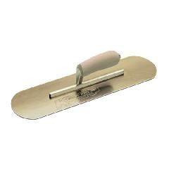 16" x 4" Golden Stainless Steel Pool Trowel with Camel Back Wood Handle on a Short Shank