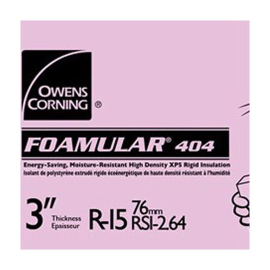 Owens Corning 2" x 2' x 8' FOAMULAR&reg; 404 Extruded Polystyrene (XPS) Rigid Foam Insulation