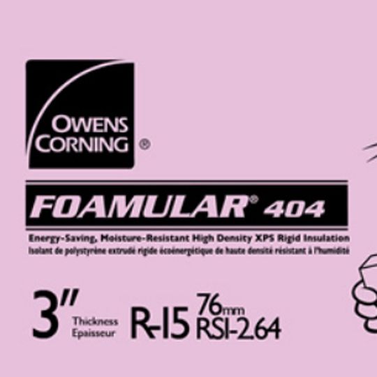 Owens Corning 3" x 2' x 8' FOAMULAR&reg; 404 Extruded Polystyrene (XPS) Rigid Foam Insulation