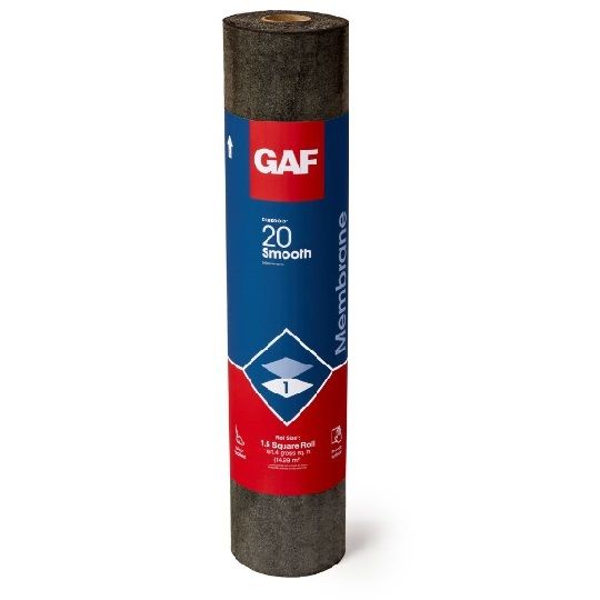 GAF 0.085" 39-3/8" x 49.2' RUBEROID&reg; 20 Smooth Membrane 1.5 SQ. Roll