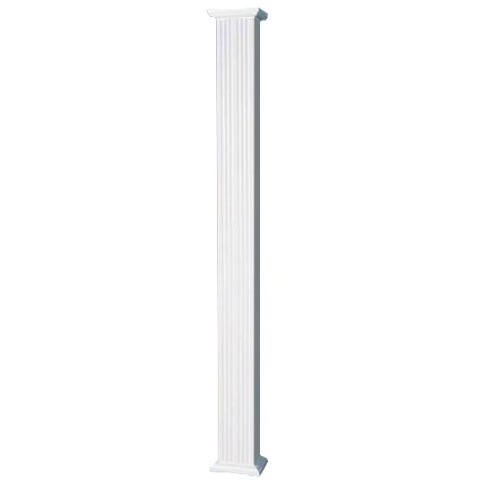 AFCO Industries 8" x 9' Square Fluted Column with Capital & Base Wicker