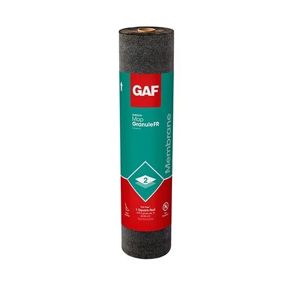 GAF 0.155" 39-5/8" x 32.6' RUBEROID&reg; Mop Granule FR Membrane 1 SQ. Roll Black