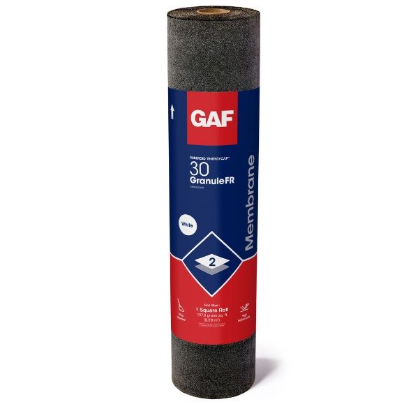 GAF 0.14" 39-3/8" x 32.8' RUBEROID&reg; 30 Granule FR Membrane 1 SQ. Roll White