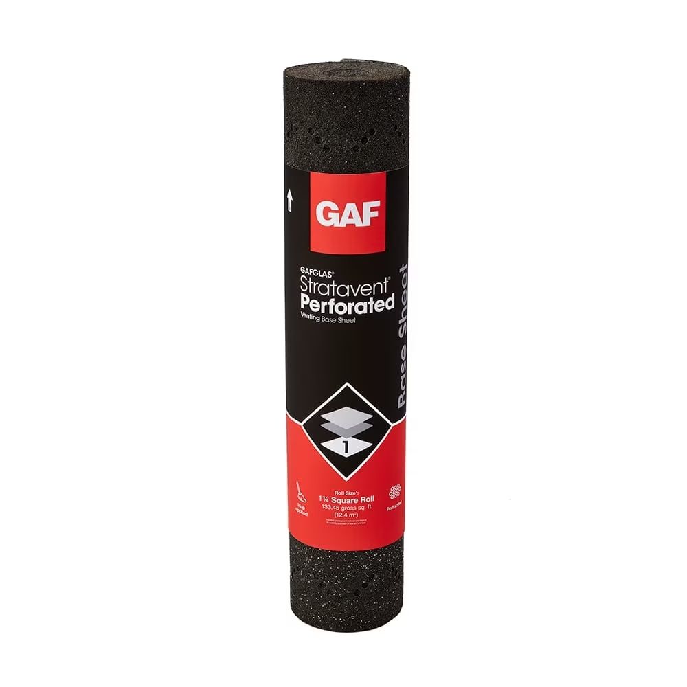 GAF 39-3/8" x 40.6' GAFGLAS&reg; StrataVent&reg; Perforated Venting Base Sheet 1.25 SQ. Roll