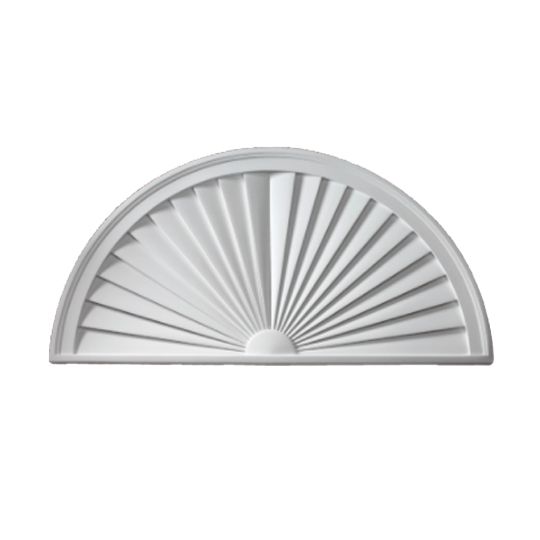 Fypon Molded Millwork 15" x 30" Sunburst Half Round Window Pediment