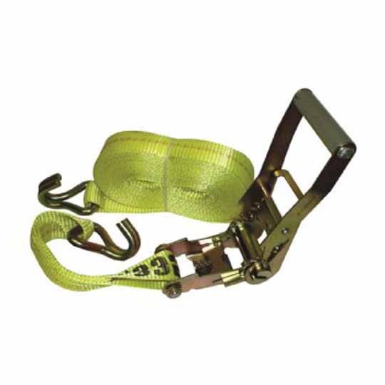 C&R Manufacturing 2" x 27' Tie Down Strap with J-Hook Yellow