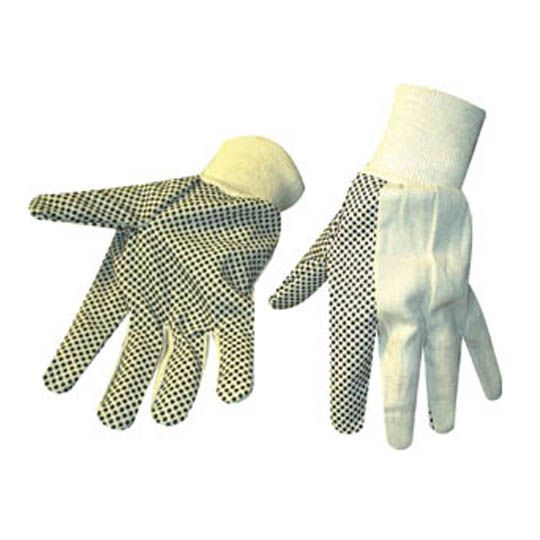 C&R Manufacturing 100% Cotton Black Dot Gloves White