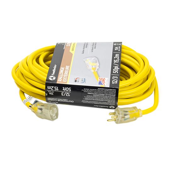 The Brush Man 12 Gauge x 50' Extension Cord Yellow