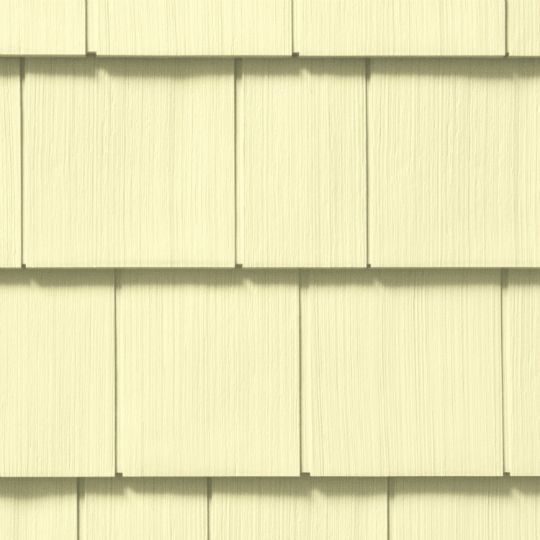 CertainTeed Siding Cedar Impressions&reg; Double 7" Straight Edge Perfection Polymer Shingle Siding - Cedar Grain Finish Colonial White