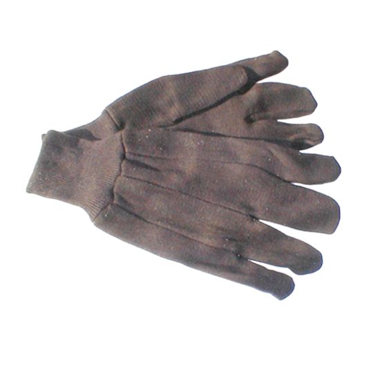 The Brush Man Brown Jersey Cotton Glove with Knit Wrist - Size L Brown