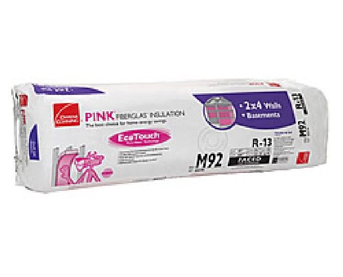 Owens Corning 3-1/2" x 15" x 93" R-13 M90 EcoTouch&reg; PINK&reg; Fiberglas&trade; Kraft Faced Batt Insulation with PureFiber&reg; Technology - 125.94 Sq. Ft. Bag