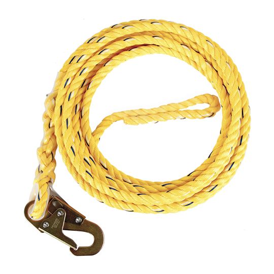 Guardian Fall Protection 25' Poly Steel Rope Lifeline with Snap Hook End