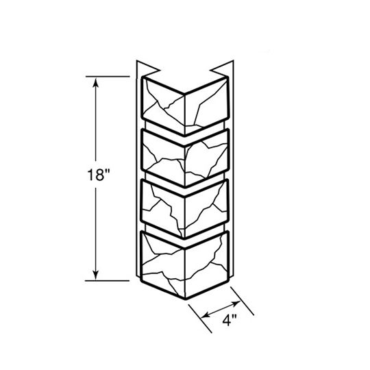 Nailite (Exteria) 18" Hand-Cut Stone 90&deg; Outside Corner Post Canyon Grey