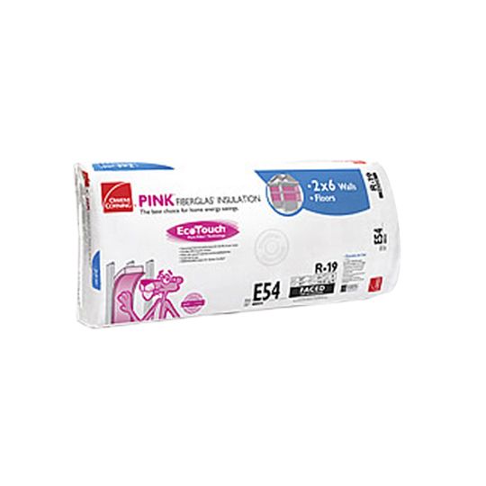 Owens Corning 6-1/4" x 23" x 93" R-19 E54 EcoTouch&reg; PINK&reg; Fiberglas&trade; Kraft Faced Batt Insulation with PureFiber&reg; Technology - 118.83 Sq. Ft. Bag