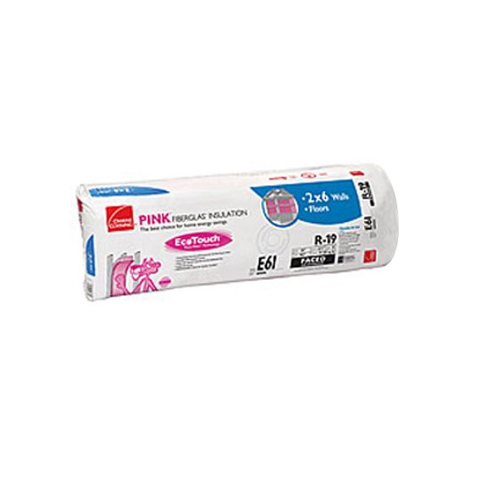 Owens Corning 6-1/4" x 15" x 93" R-19 E61 EcoTouch&reg; PINK&reg; Fiberglas&trade; Kraft Faced Batt Insulation with PureFiber&reg; Technology - 77.50 Sq. Ft. Bag