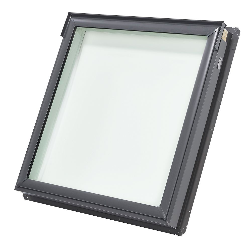 Velux 30-1/16" x 45-3/4" Fixed Deck-Mounted Skylight with Aluminum Cladding & Laminated Low-E3 Glass Stain Grade Wood