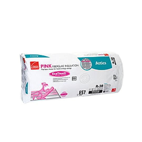 Owens Corning 12" x 24" x 48" R-38 E57 EcoTouch&reg; PINK&reg; Fiberglas&trade; Kraft Faced Batt Insulation with PureFiber&reg; Technology - 64 Sq. Ft. Bag