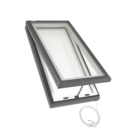 Velux 30-1/16" x 37-7/8" Electric "Fresh Air" Deck-Mounted Skylight with Aluminum Cladding & Laminated Low-E3 Glass White